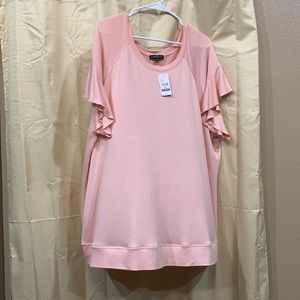 Lane Bryant Peach Ruffle Sleeve T-shirt Scoop Neck Top Size 26/28